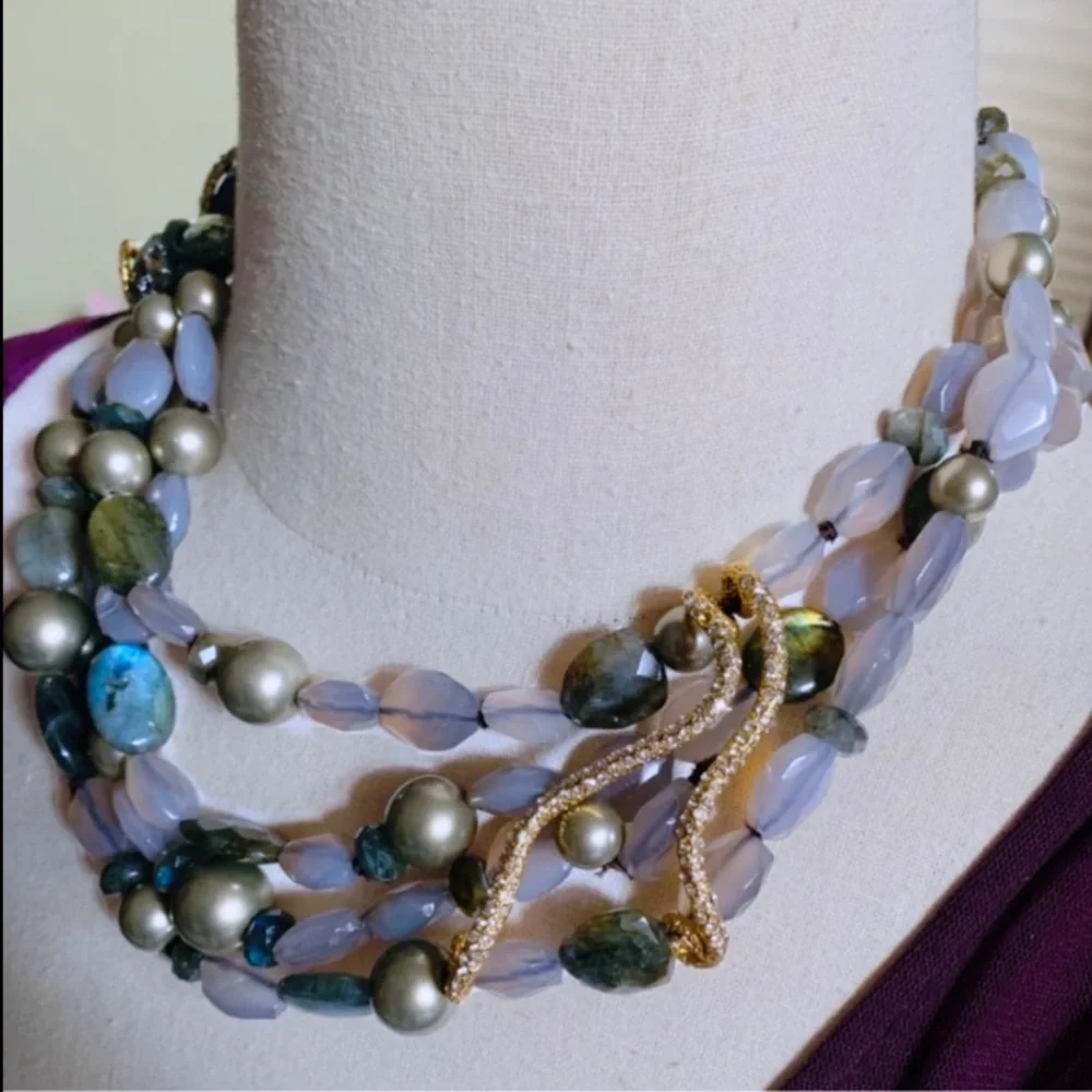 ALEXIS BITTAR • Iconic NEW Maldivian Gemstone Cluster Hand Knotted Necklace